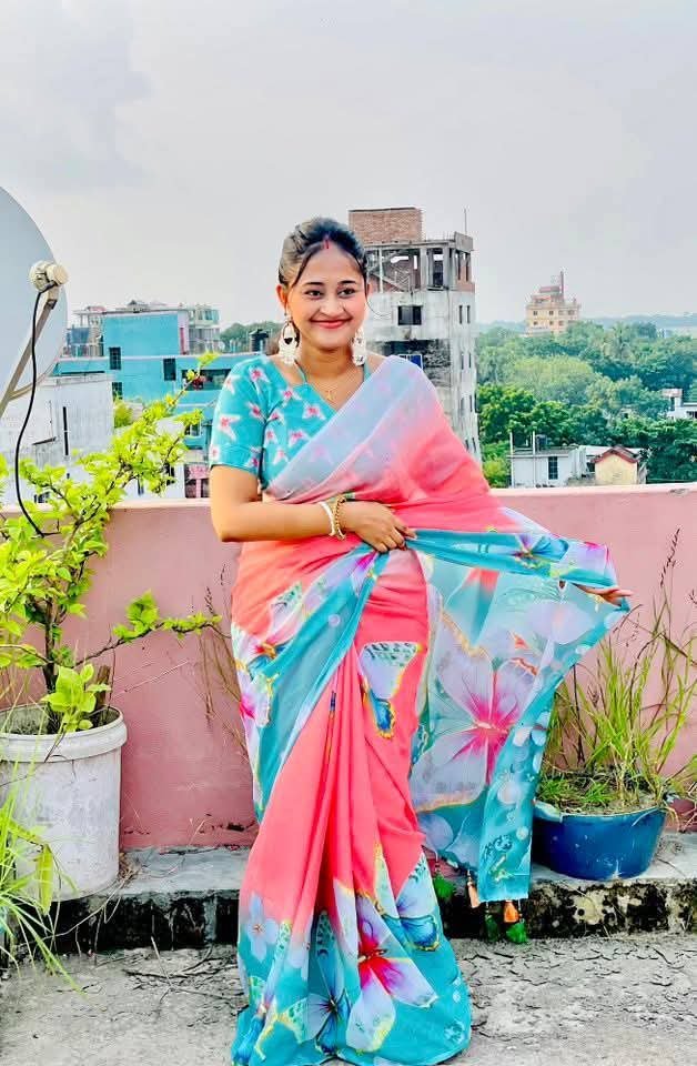 সফট সিল্ক ডিজিটাল প্রিন্ট শাড়ি + ম্যাচিং ব্লাউজ পিচ (code-03) - Image 4