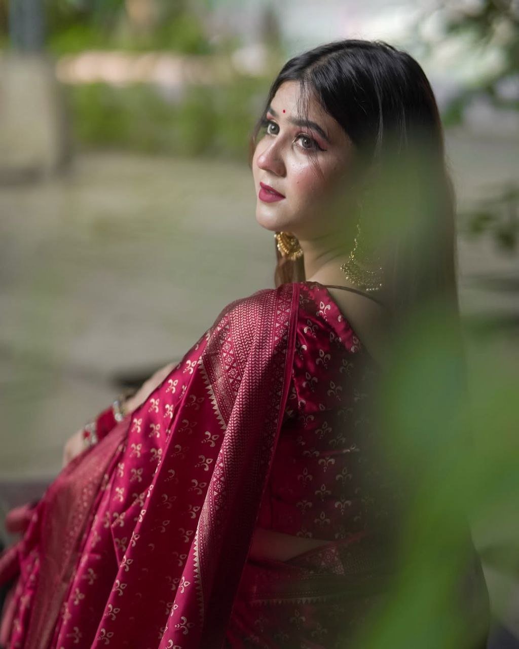 প্রিমিয়াম জাপানি সিল্ক শাড়ী + ম্যাচিং ব্লাউজ পিচ (code-01) - Image 6