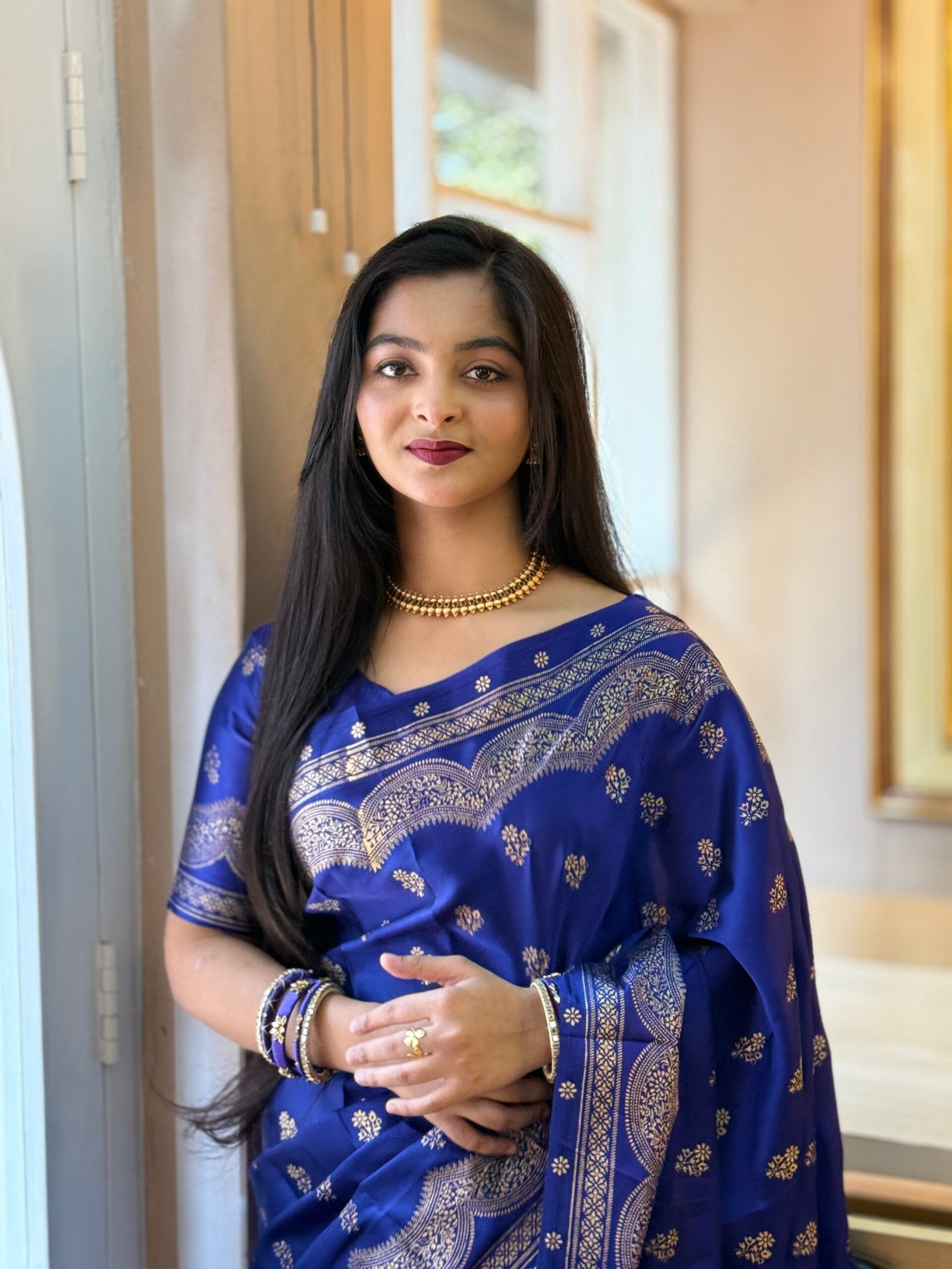 প্রিমিয়াম জাপানি সিল্ক শাড়ী + ম্যাচিং ব্লাউজ পিচ (code-43) - Image 5