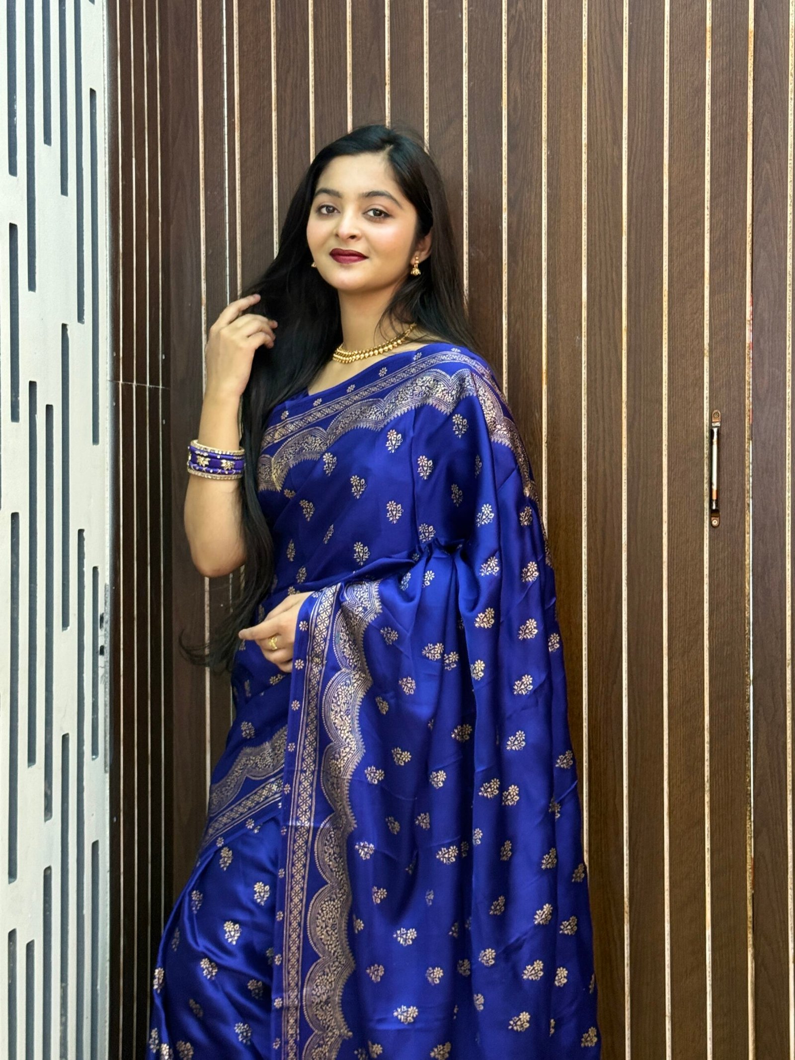 প্রিমিয়াম জাপানি সিল্ক শাড়ী + ম্যাচিং ব্লাউজ পিচ (code-43) - Image 7