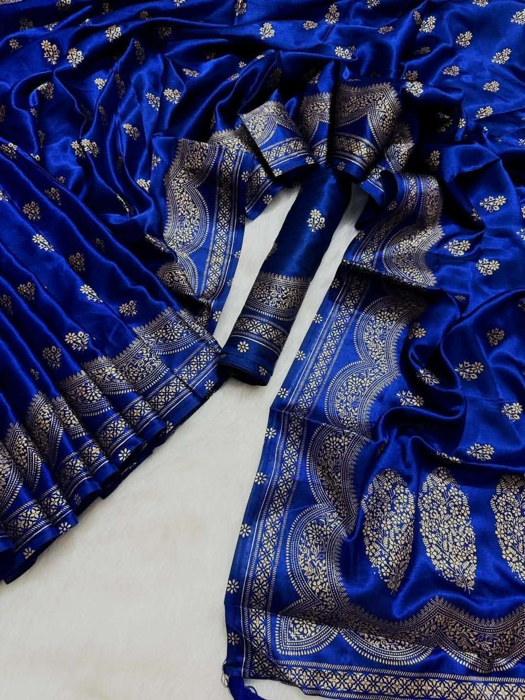 প্রিমিয়াম জাপানি সিল্ক শাড়ী + ম্যাচিং ব্লাউজ পিচ (code-43) - Image 12