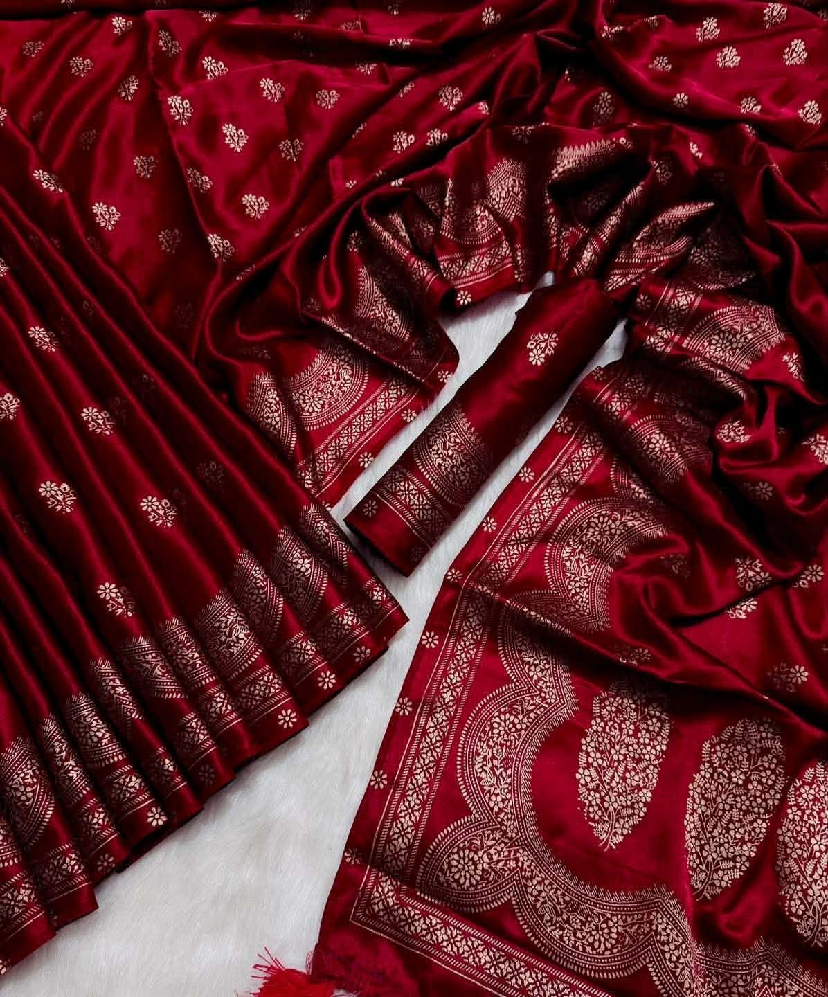 প্রিমিয়াম জাপানি সিল্ক শাড়ী + ম্যাচিং ব্লাউজ পিচ (code-43) - Image 14