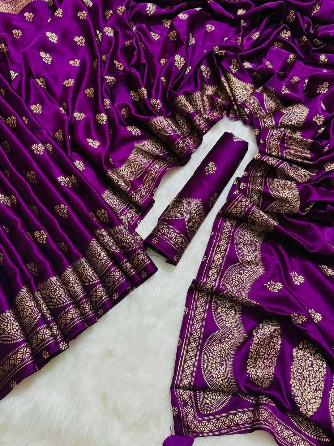 প্রিমিয়াম জাপানি সিল্ক শাড়ী + ম্যাচিং ব্লাউজ পিচ (code-43) - Image 15