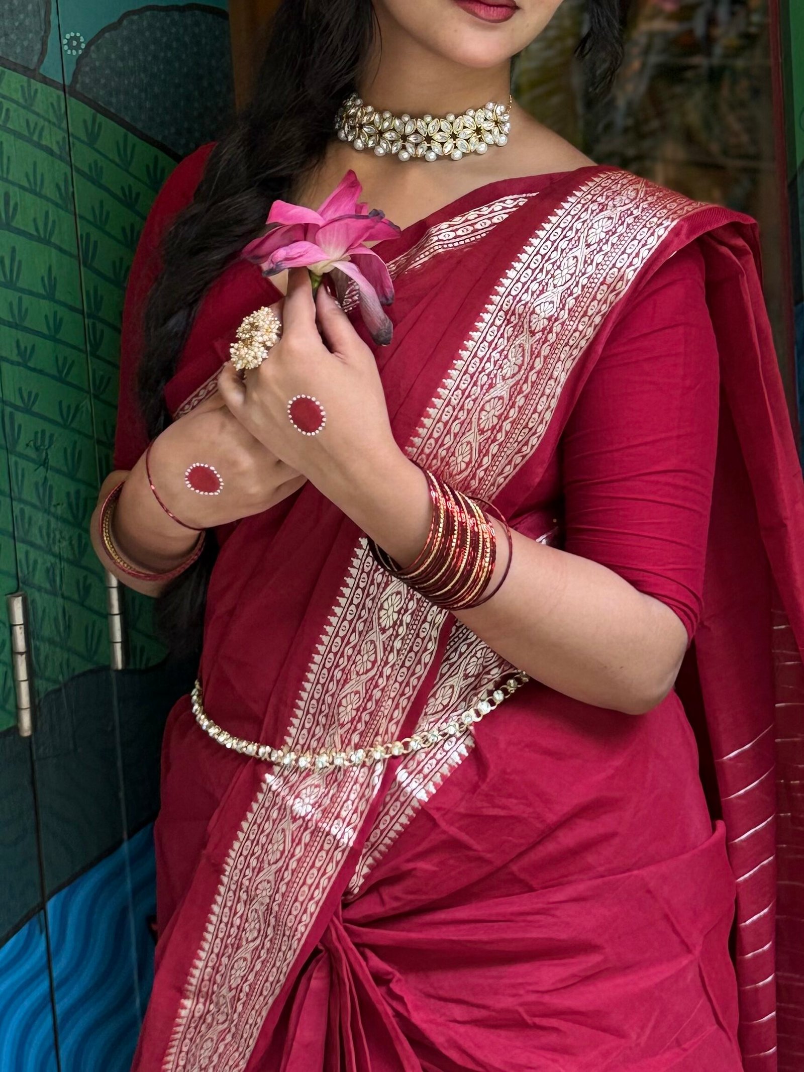 নকশি পাইর শাড়ি + ব্লাউজ পিছ (code-50)