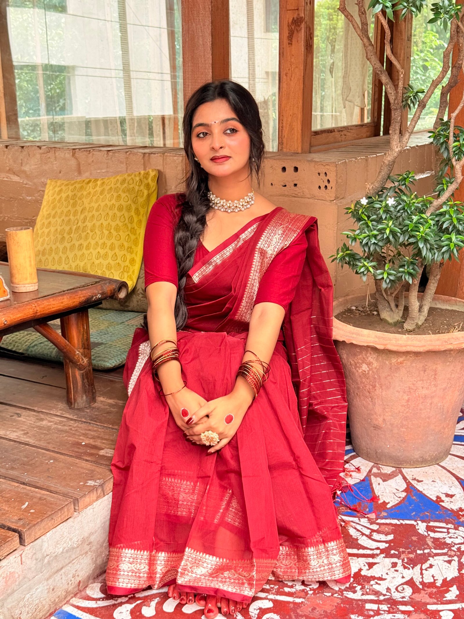 নকশি পাইর শাড়ি + ব্লাউজ পিছ (code-50) - Image 4