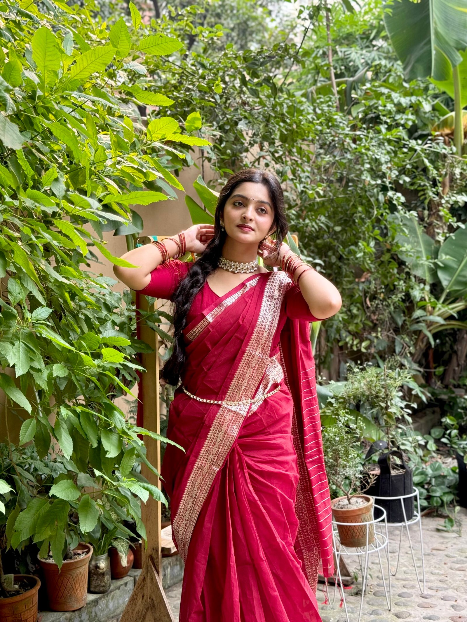 নকশি পাইর শাড়ি + ব্লাউজ পিছ (code-50) - Image 6