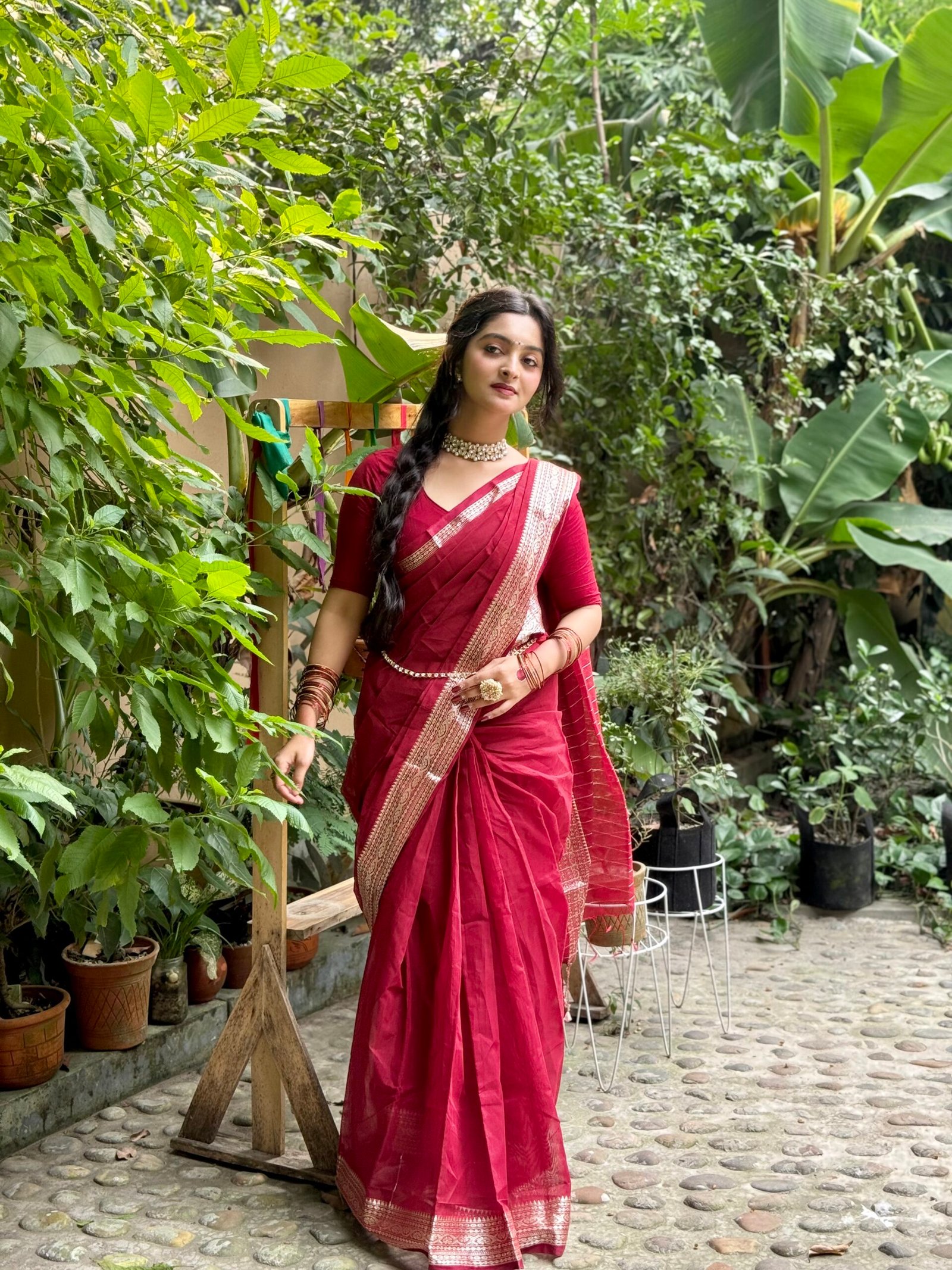 নকশি পাইর শাড়ি + ব্লাউজ পিছ (code-50) - Image 7