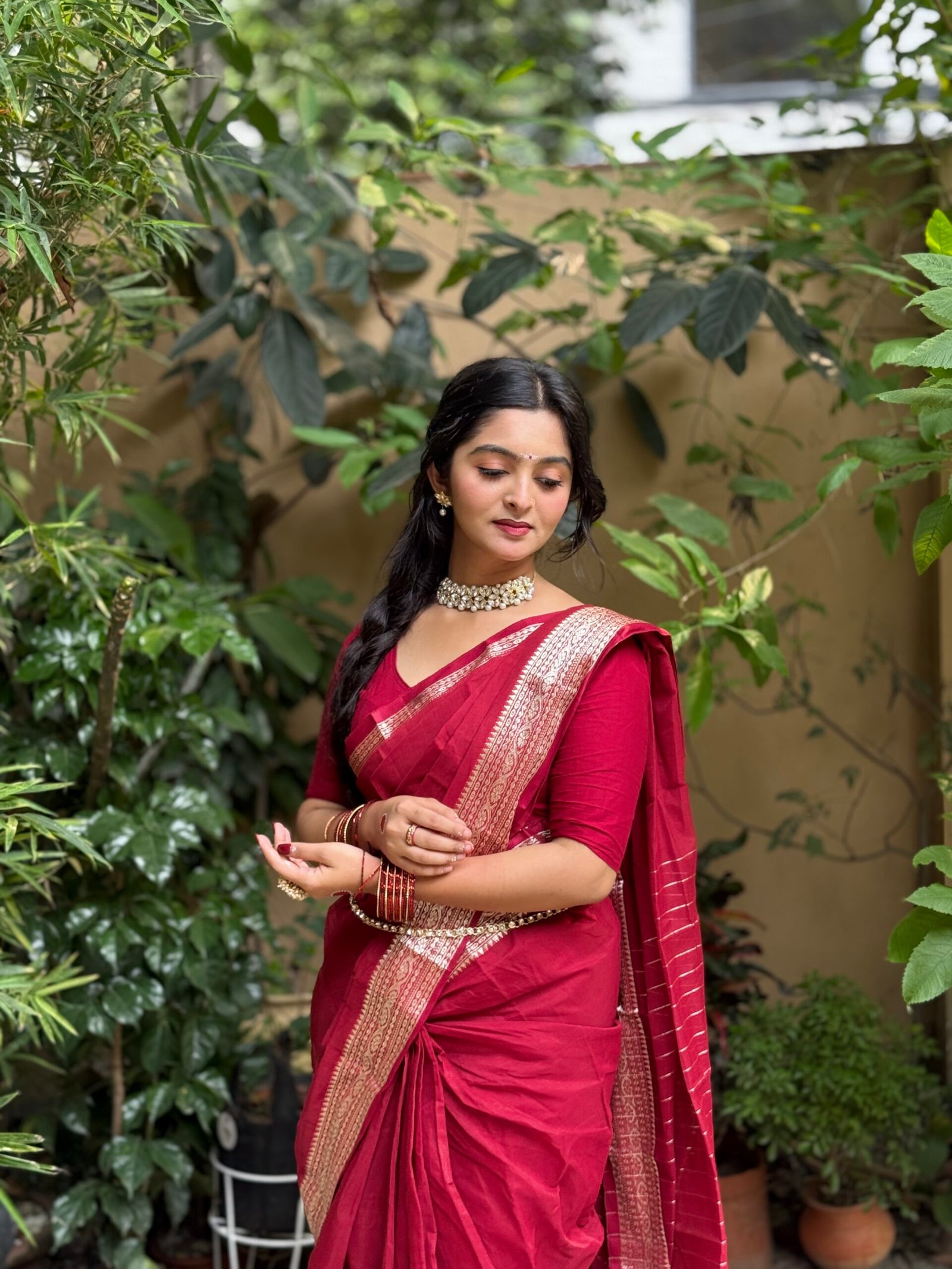 নকশি পাইর শাড়ি + ব্লাউজ পিছ (code-50) - Image 8