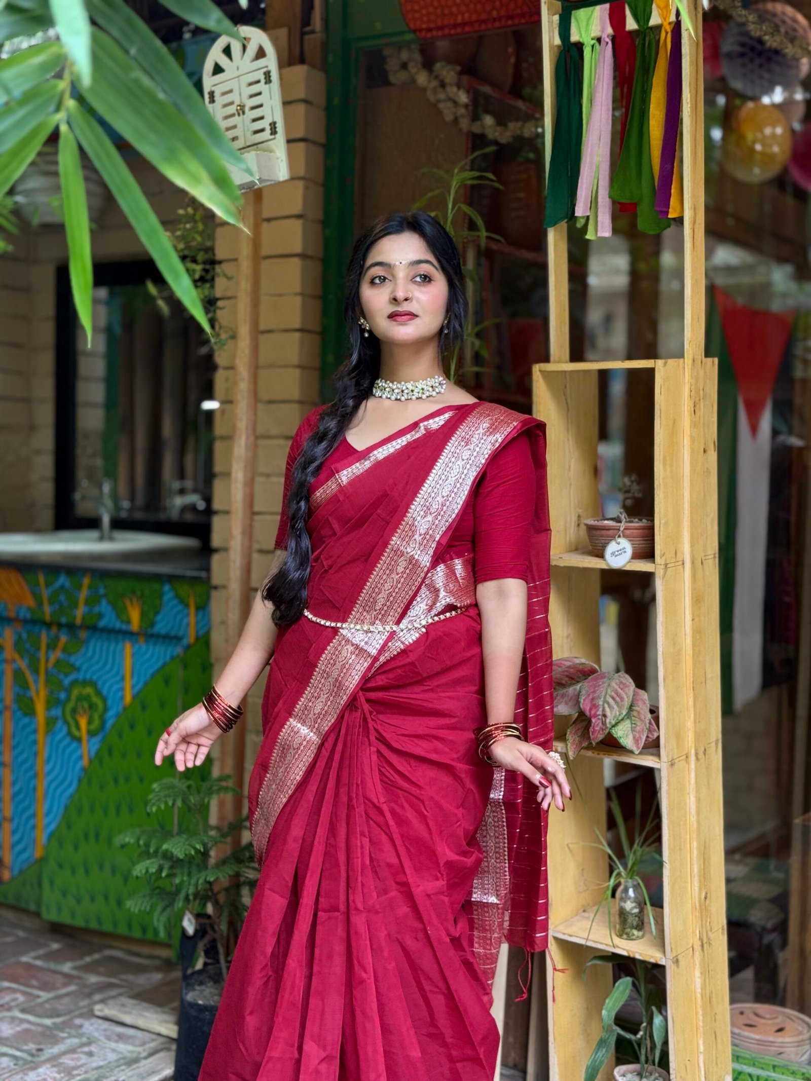 নকশি পাইর শাড়ি + ব্লাউজ পিছ (code-50) - Image 13