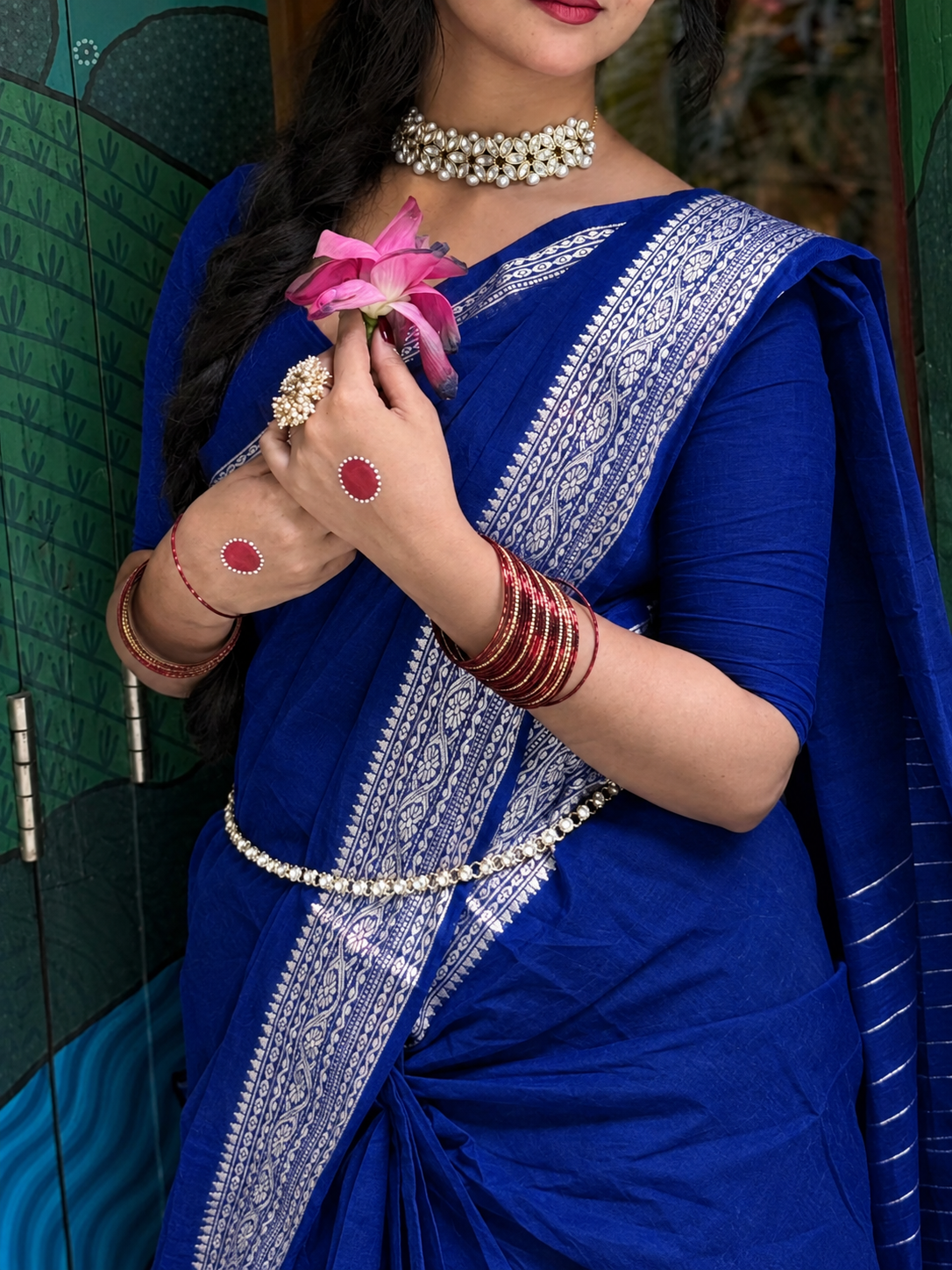 নকশি পাইর শাড়ি + ব্লাউজ পিছ (code-50) - Image 18