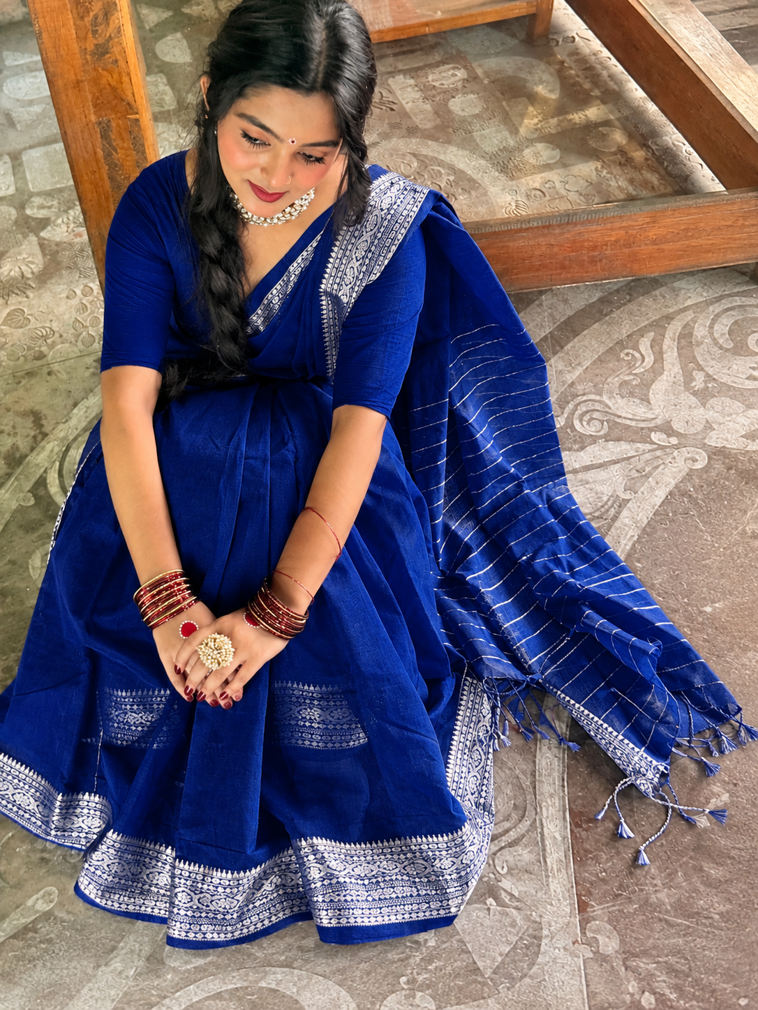 নকশি পাইর শাড়ি + ব্লাউজ পিছ (code-50) - Image 14